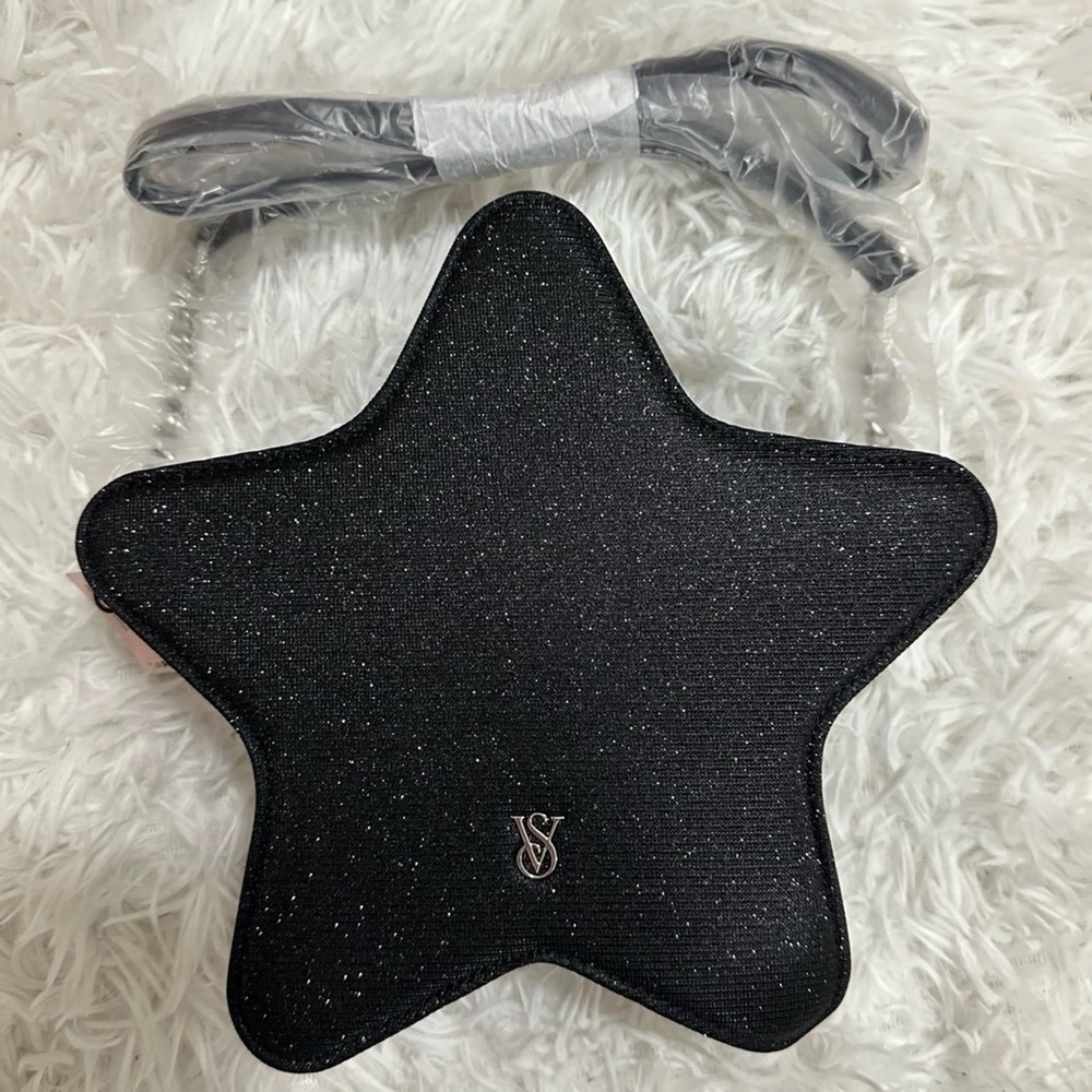 Victoria’s Secret Black Sparkle Star Crossbody Bag Y2K Mini Purse NWT - Picture 2 of 4